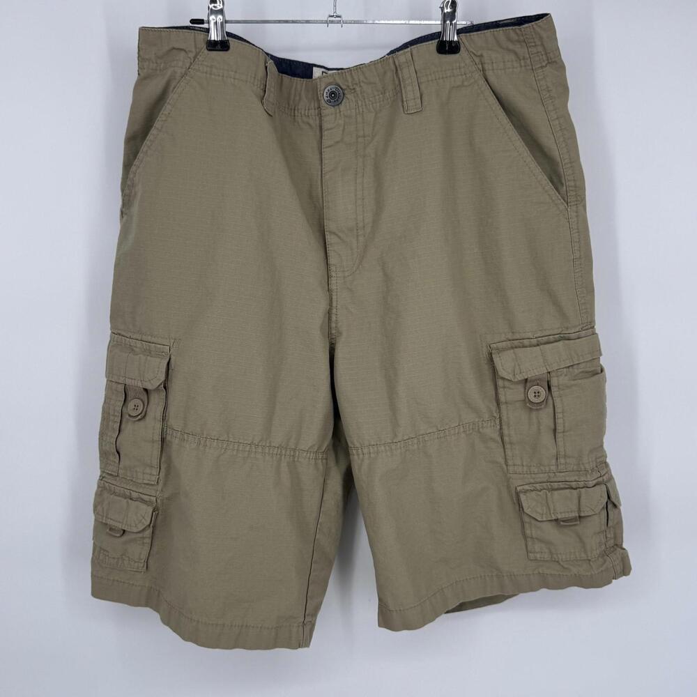 Vintage Genes 1891 Cargo Shorts Mens 36 Beige Cotton Ripstop Casual Lightweight